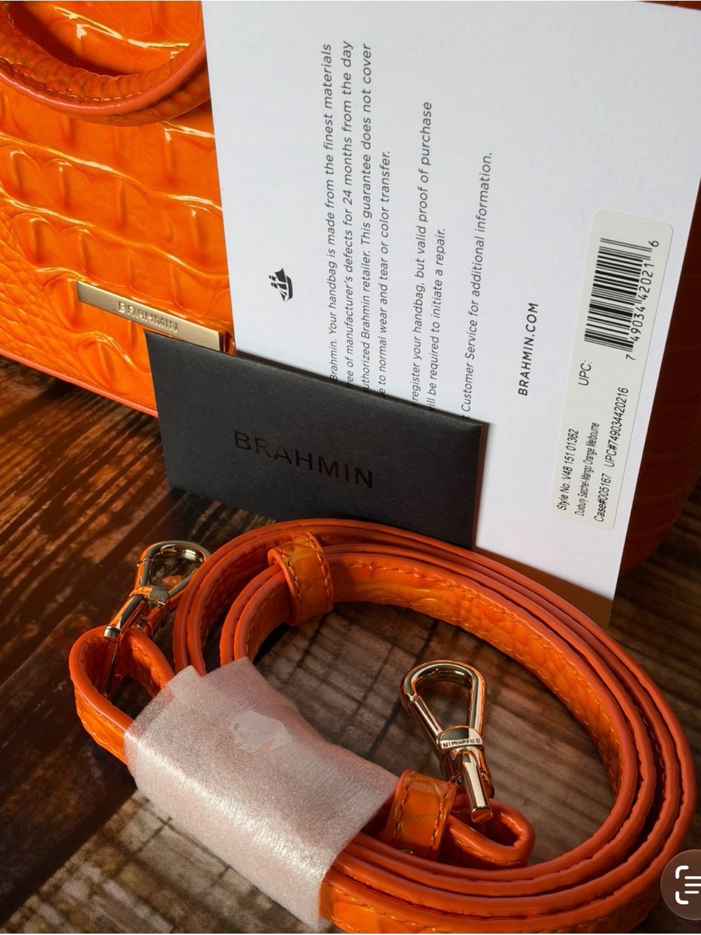 HARD TO FIND IN BRAHMIN DUXBURY MANGO ORANGE NWT FIRM $ - Picture 3 of 16